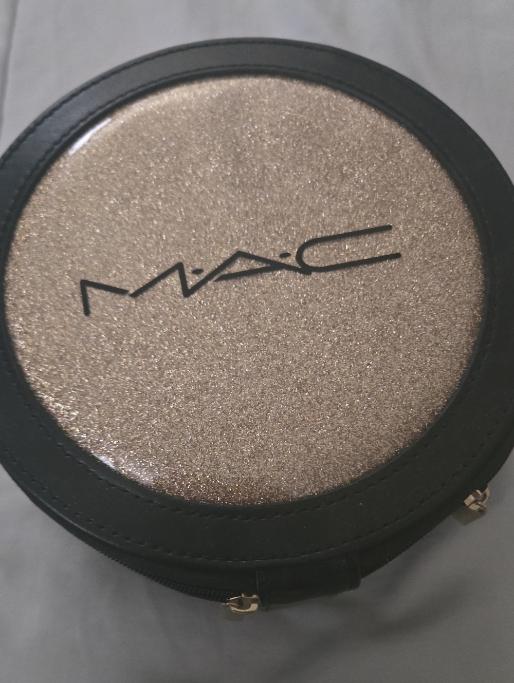 MAC Cosmetics Glitter Round Cosmetic Case - Gold and Black